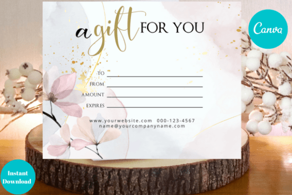 Flowers Gift Card Canva Template