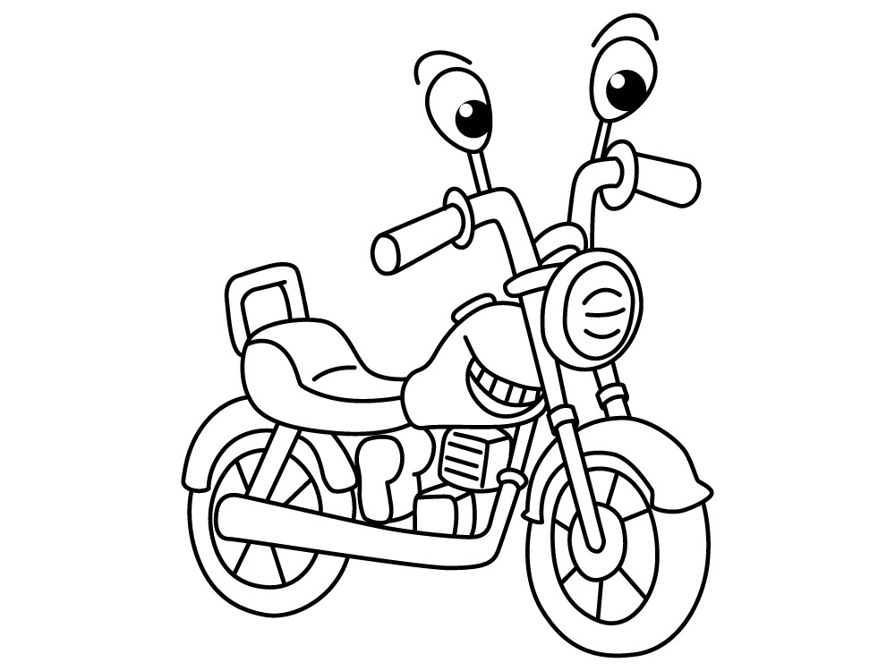 Funny Motorcycle Cartoon Coloring Book