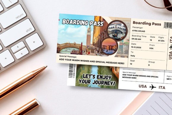 Italy Trip Surprise Gift Ticket Canva
