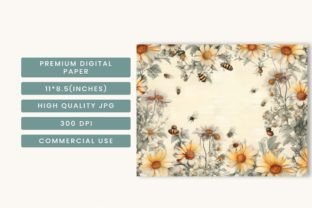 Neutral Flower Bees Junk Journal Paper Graphic by busydaydesign ...