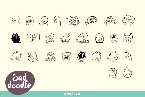 Sad Doodle Font PNG with transparent background - Preview 1