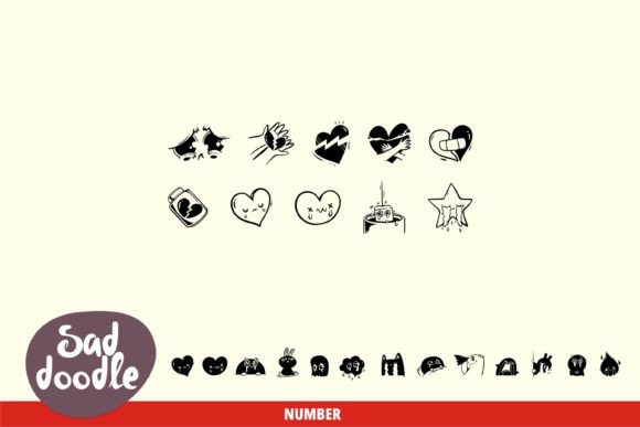 Sad Doodle Font PNG with transparent background - Preview 3