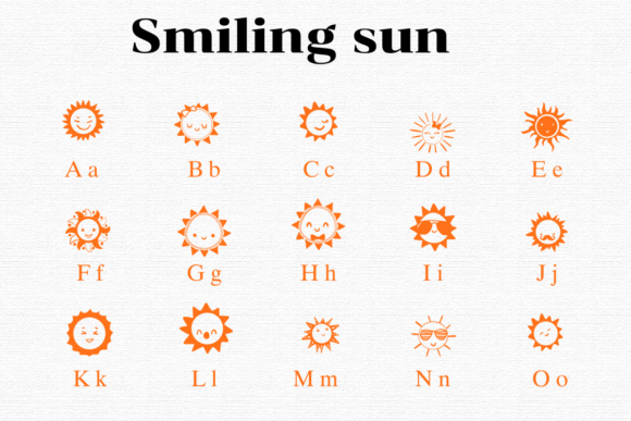 Smiling Sun Font PNG with transparent background - Preview 1