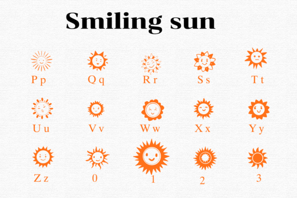 Smiling Sun Font PNG with transparent background - Preview 2
