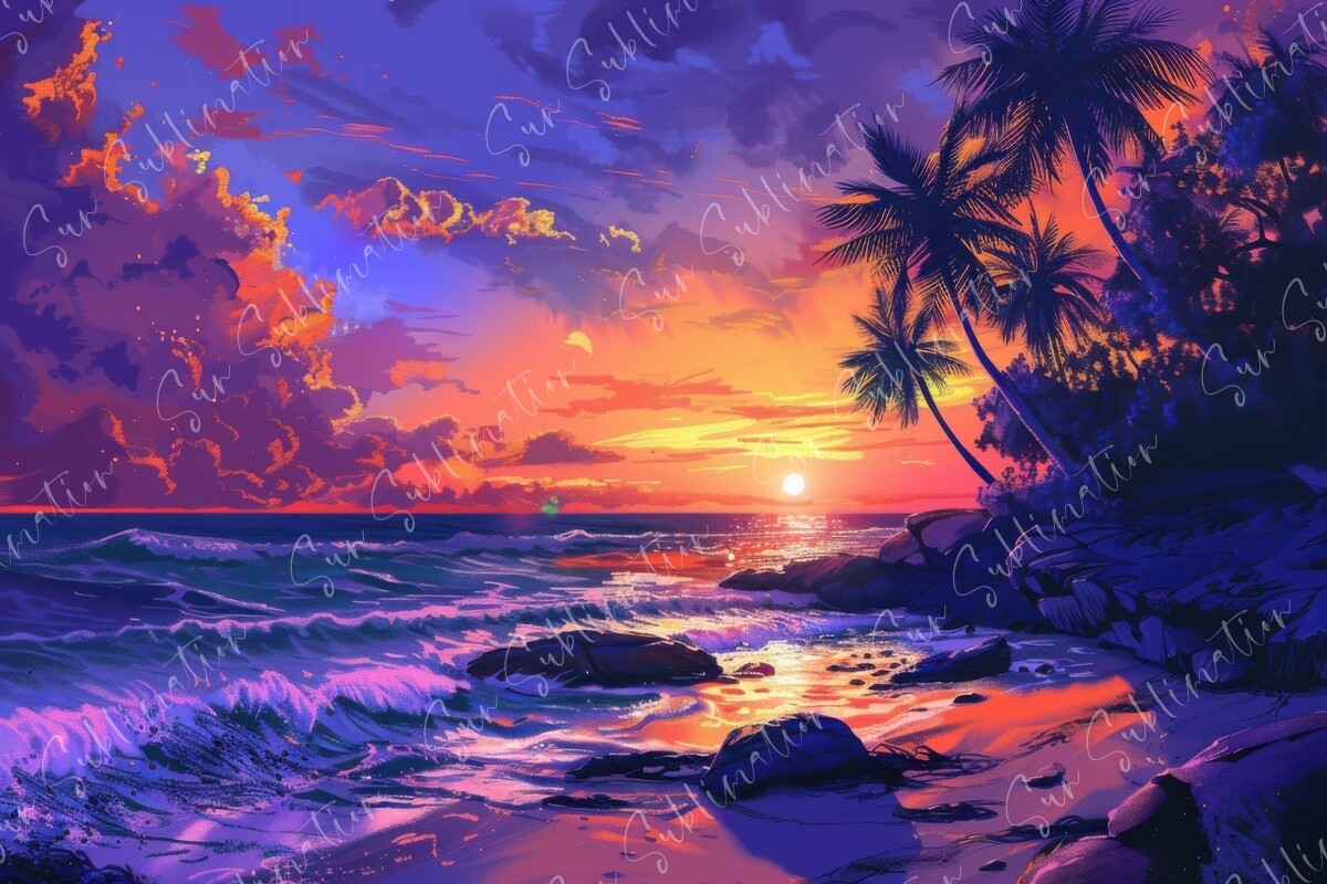 Tropical Sunset Art Graphic by Sun Sublimation · Creative Fabrica
