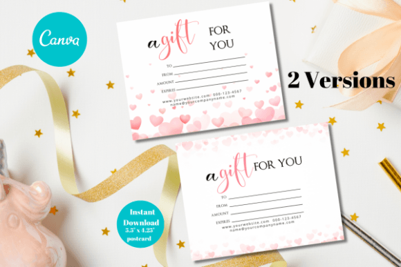 Valentine Theme Gift Card Canva Template Graphics
