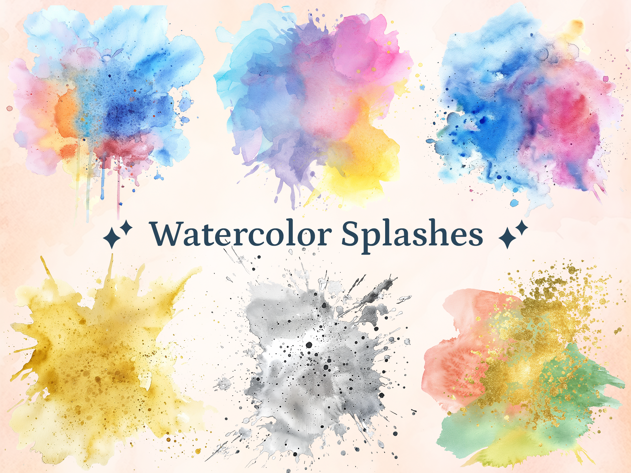 Watercolor Splashes Clipart