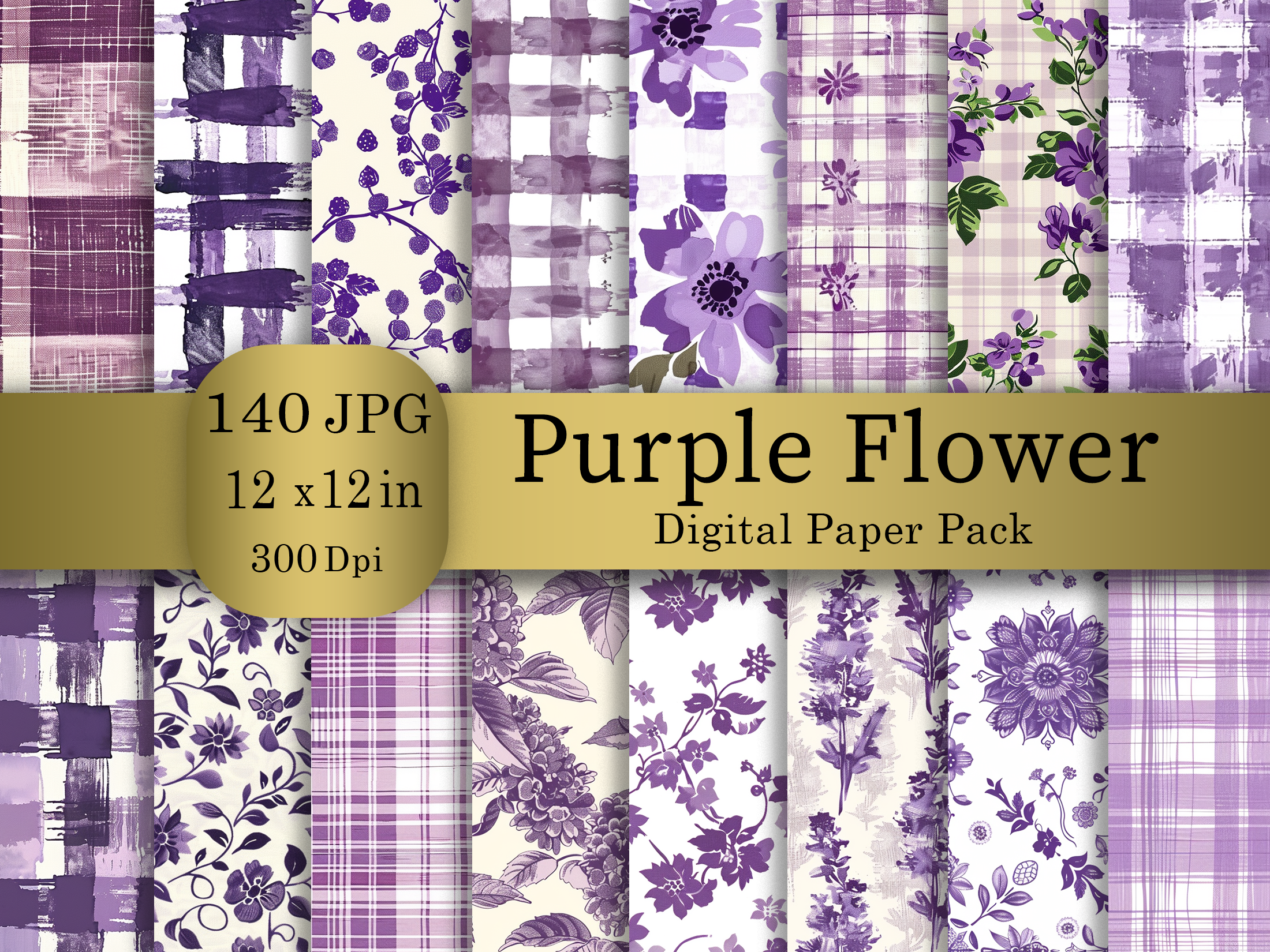 Purple Flower Digital Paper Bundle. Graphic by Art.X · Creative Fabrica