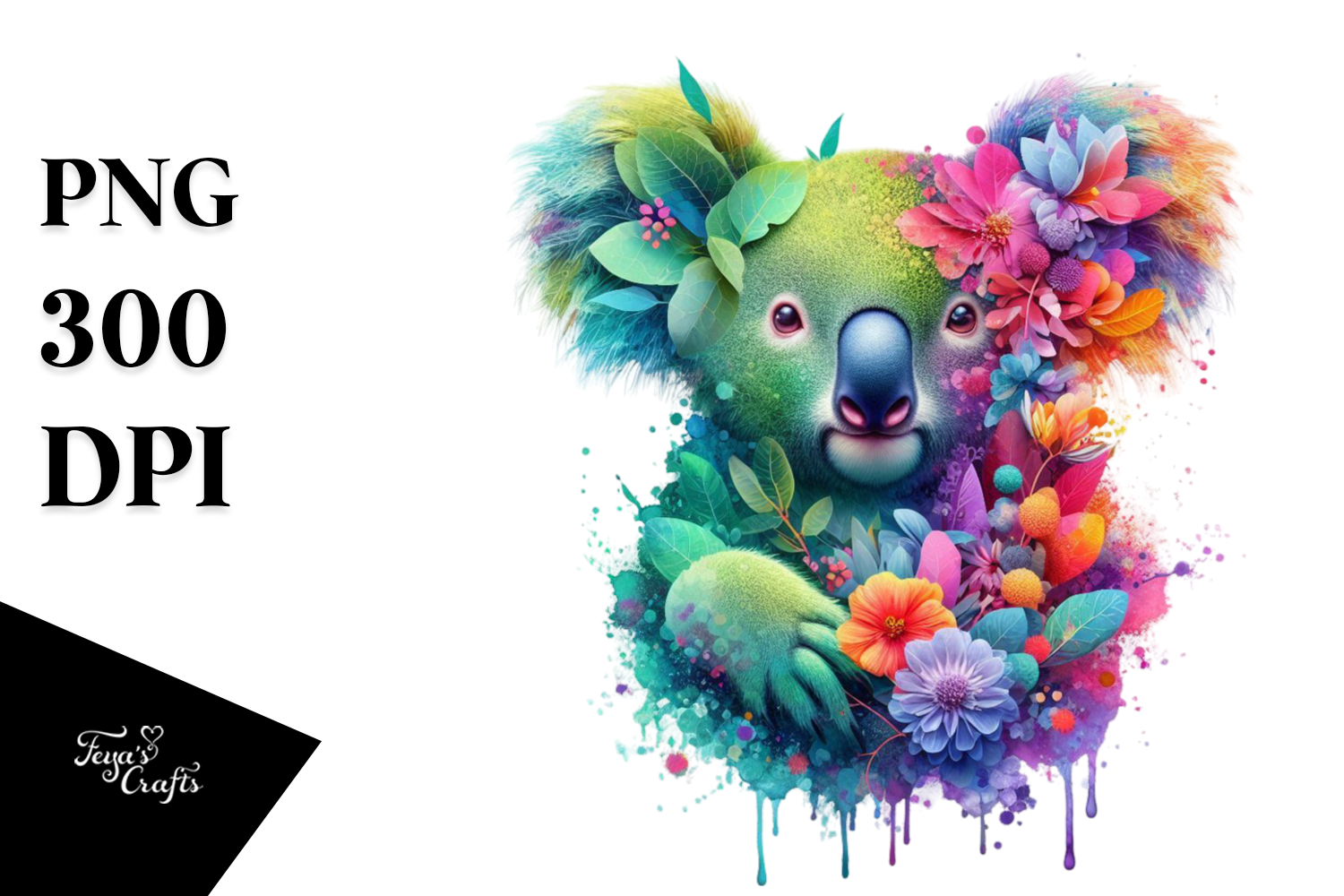 Abstract Koala with Plant Leaves and 3D Graphic by Anastasia Feya ...