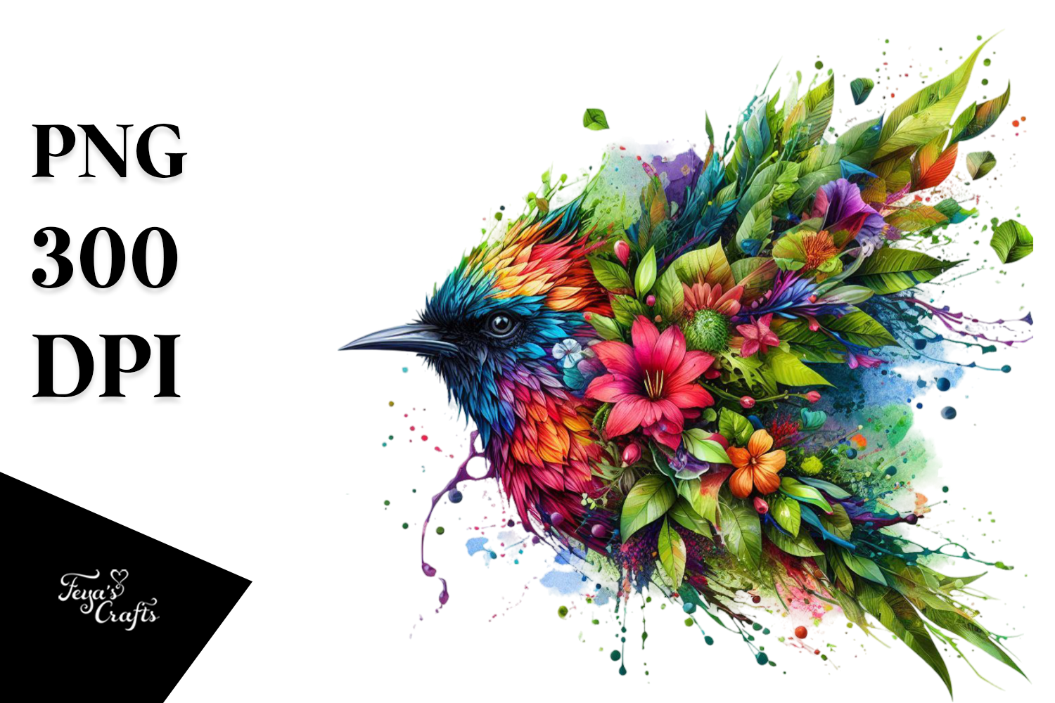 Abstract Vibrant Watercolor Bird PNG Graphic by Anastasia Feya ...