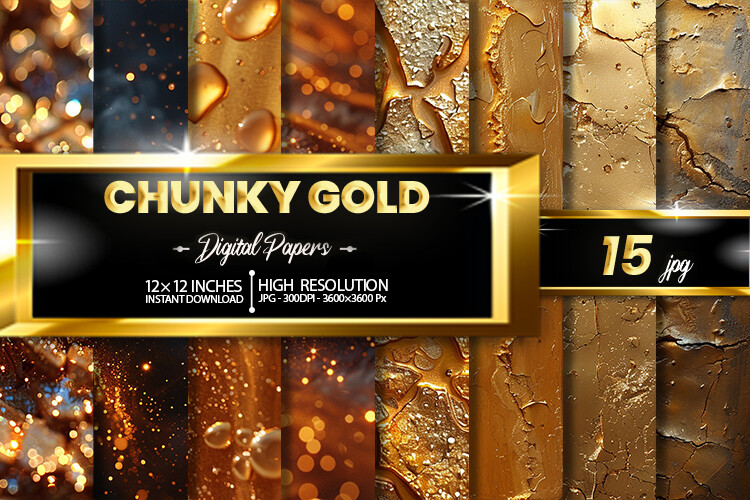 Chunky Gold Digital Papers Graphic by Hurairagraphics · Creative Fabrica
