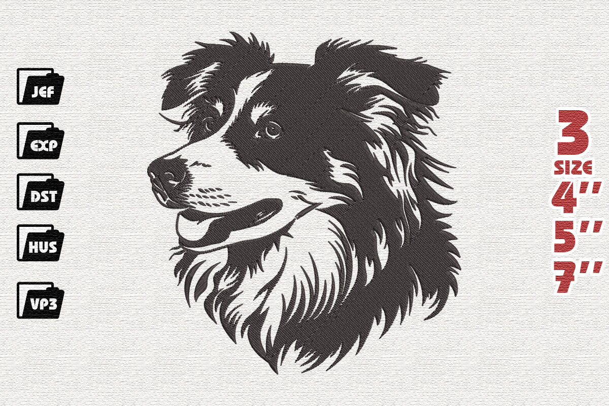 Collie Dog Embroidery