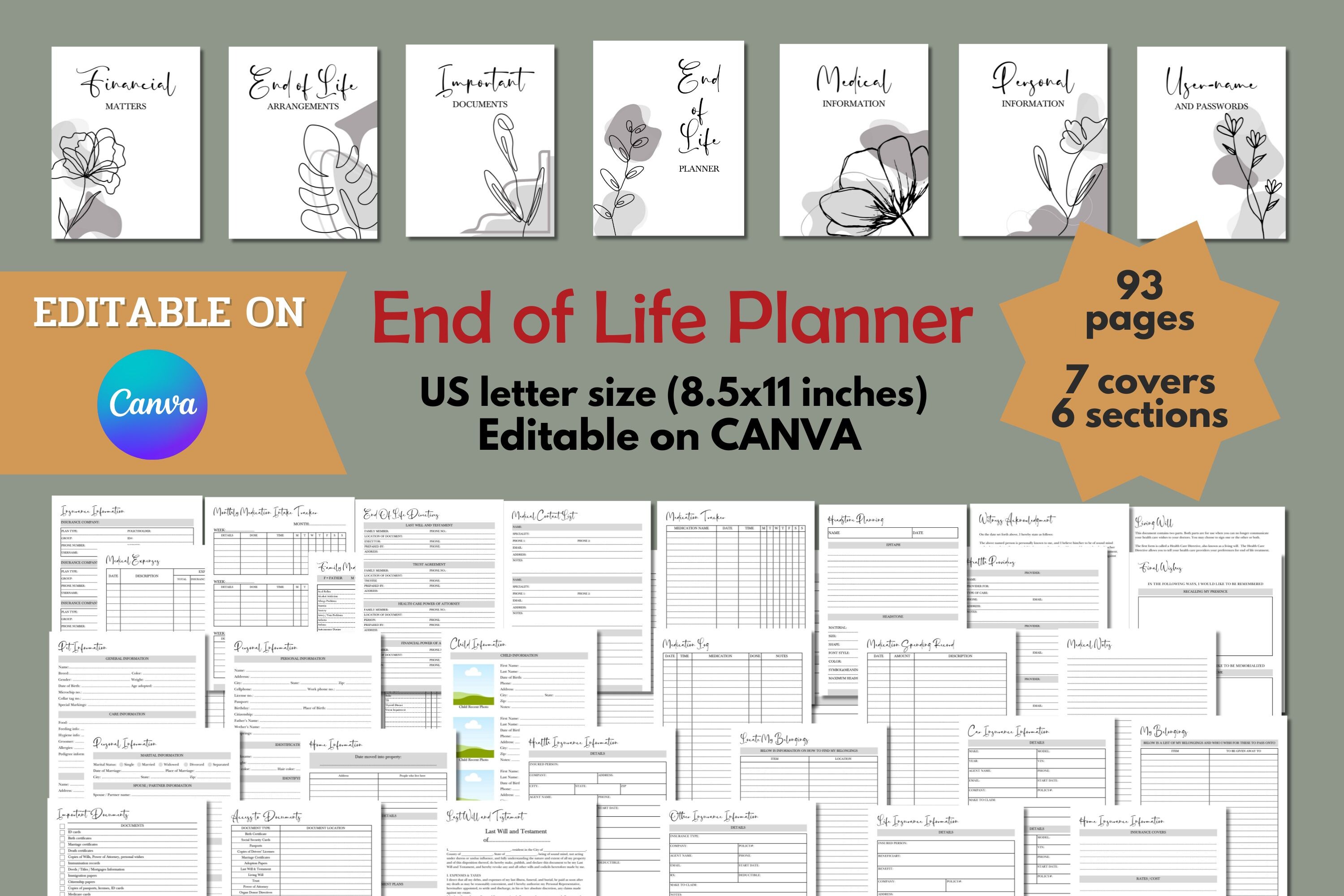 End of Life Planner - Canva Template