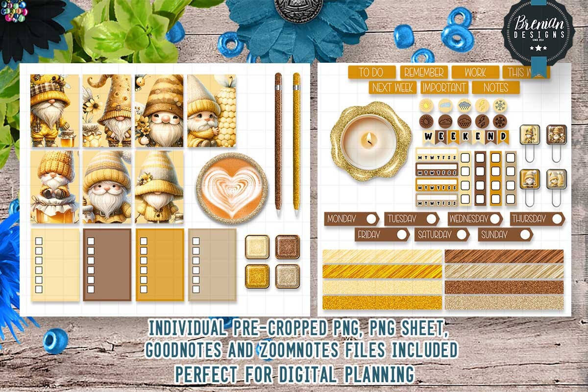 Honey Bee Gnomes Digital Stickers Graphic by Bren Wotherspoon ...