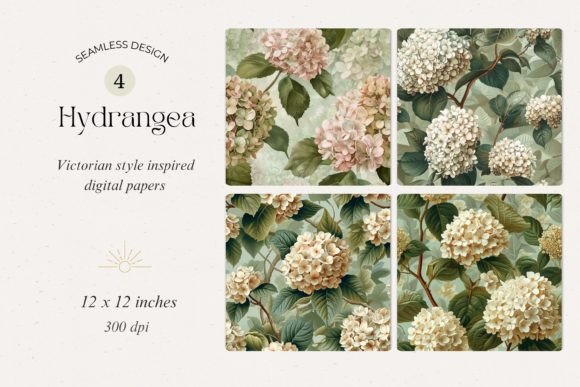 Hydrangea Vintage Seamless Pattern Graphic Patterns By pixelpoetryboutique
