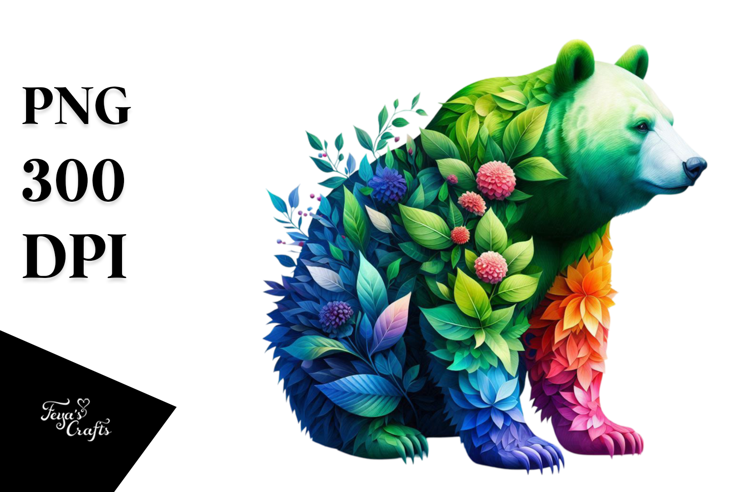 Vibrant Abstract Bear PNG Graphic by Anastasia Feya · Creative Fabrica