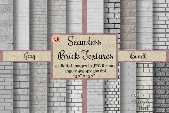 20 Seamless Gray Brick Textures, Cement