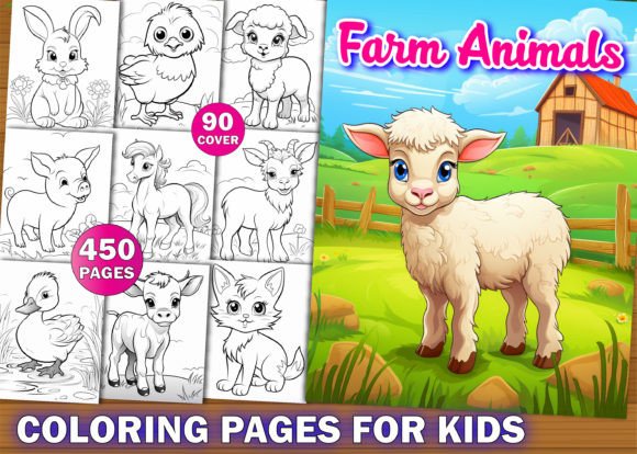 450 Cute Farm Animals Coloring Pages KDP