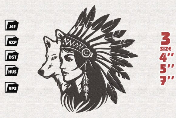 Boho Woman with Wolf, Whimsical Wilderness