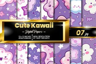 Cute Kawaii Digital Papers Graphic by Hurairagraphics · Creative Fabrica