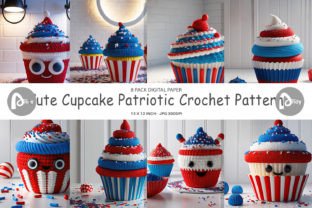 Digital Paper Patriotic Cupcake Crochet Graphic by Artnoy · Creative ...