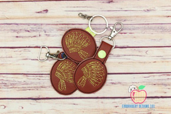 Indian Chief in the Hoop ITH Key Fob