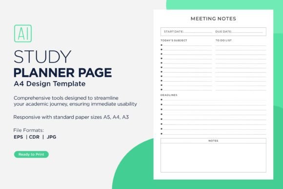 Meeting Notes Study Planning Page - Printable