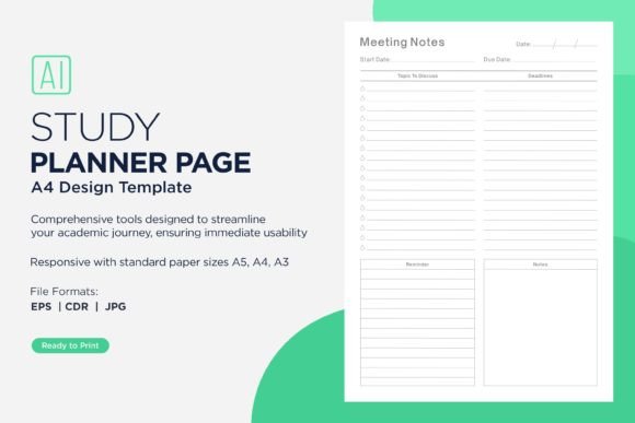 Meeting Notes Study Planning Page - Printable