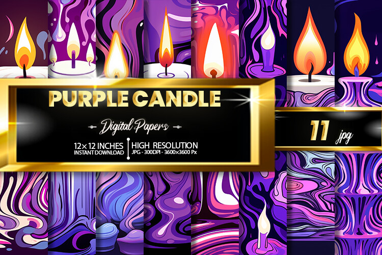 Purple Candle Digital Papers Graphic by Hurairagraphics · Creative Fabrica