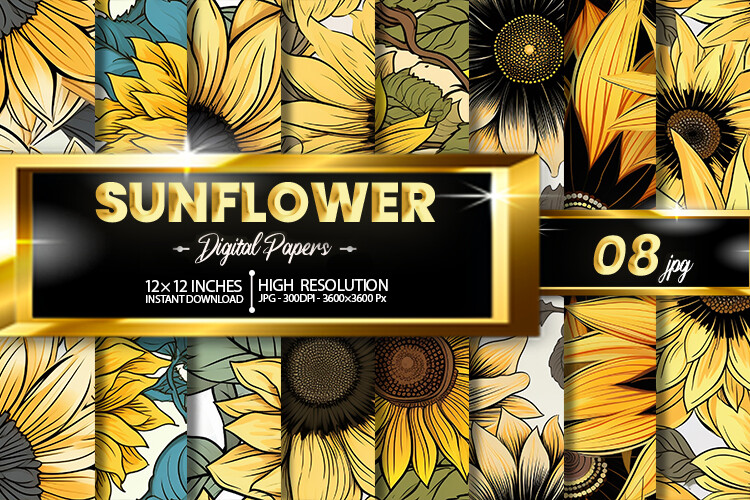 Sunflower Digital Papers Graphic by Hurairagraphics · Creative Fabrica