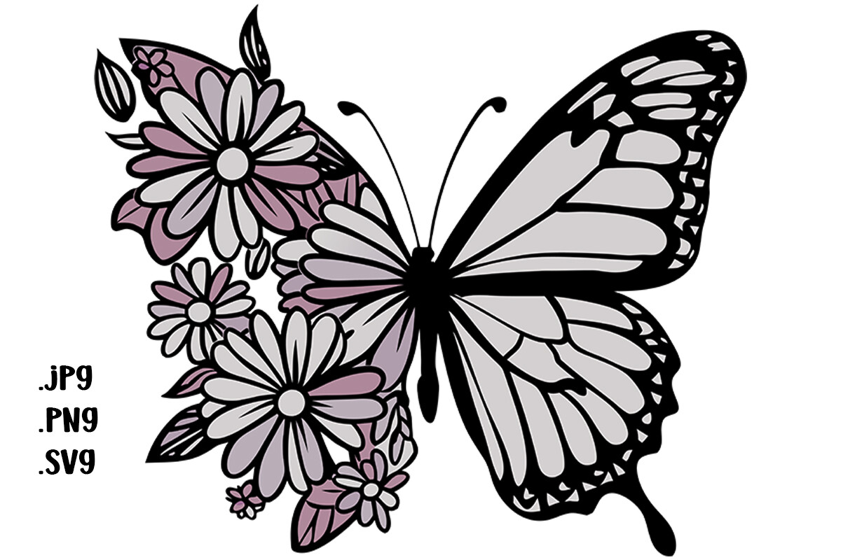 Flower Butterfly Graphic by Joanna Redesiuk · Creative Fabrica