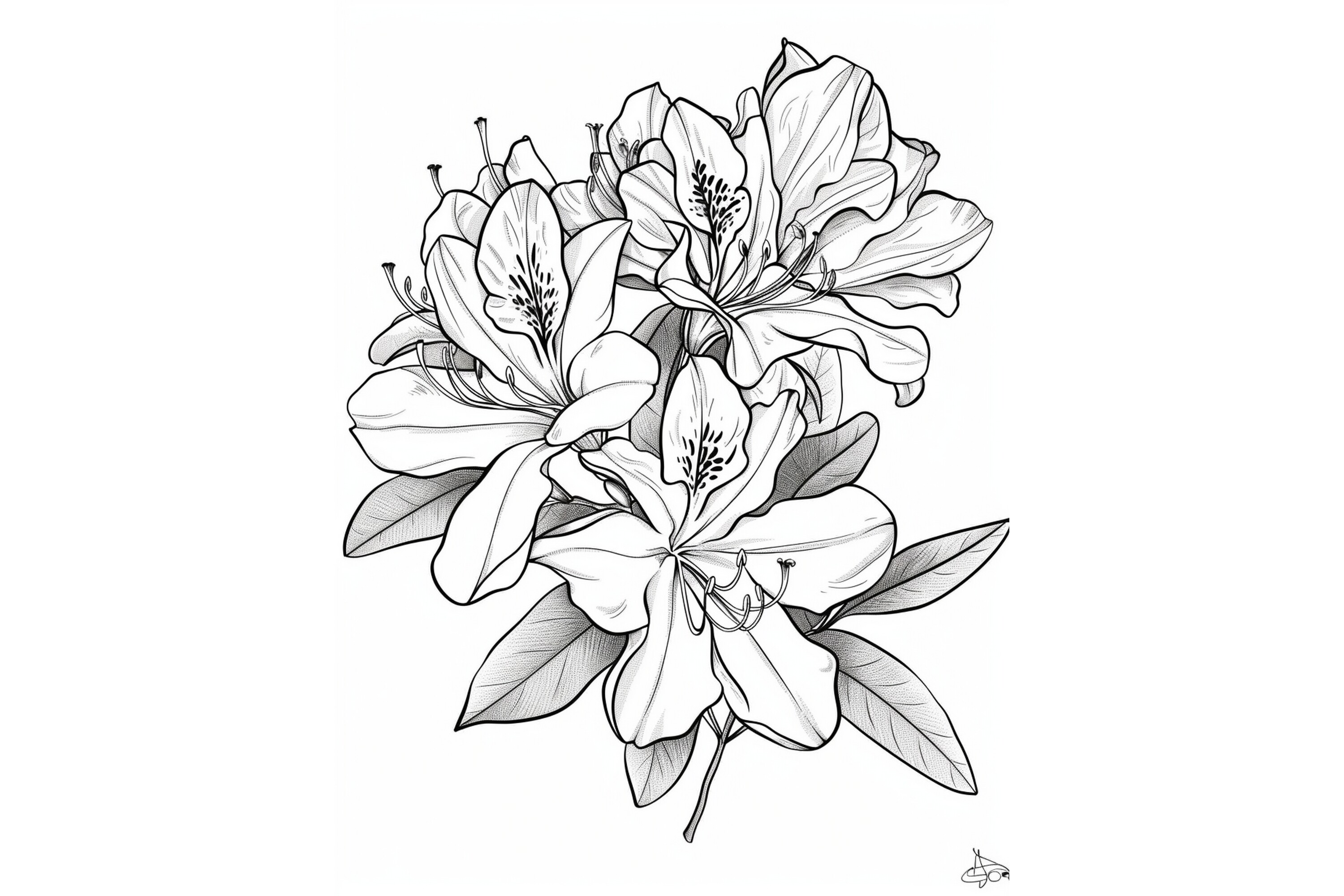 Azalea Flower Coloring Page