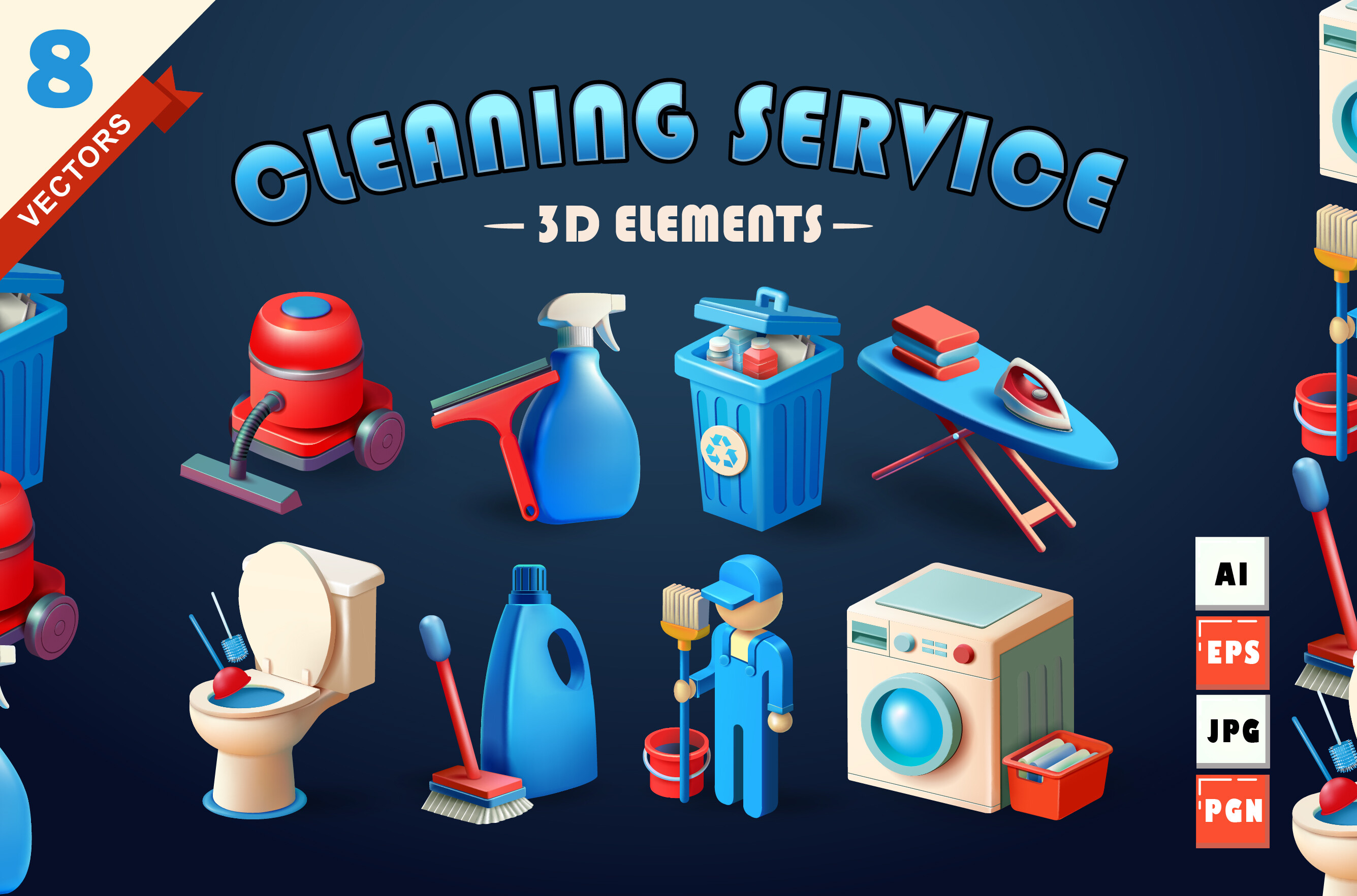 Cleaning Service, 3D Elements