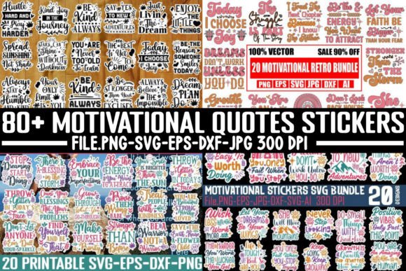 Motivational Quotes Stickers Bundle