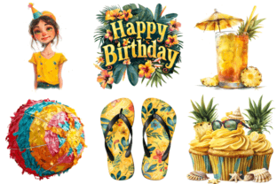 Summer Happy Birthday Clipart Graphic by Markicha Art · Creative Fabrica
