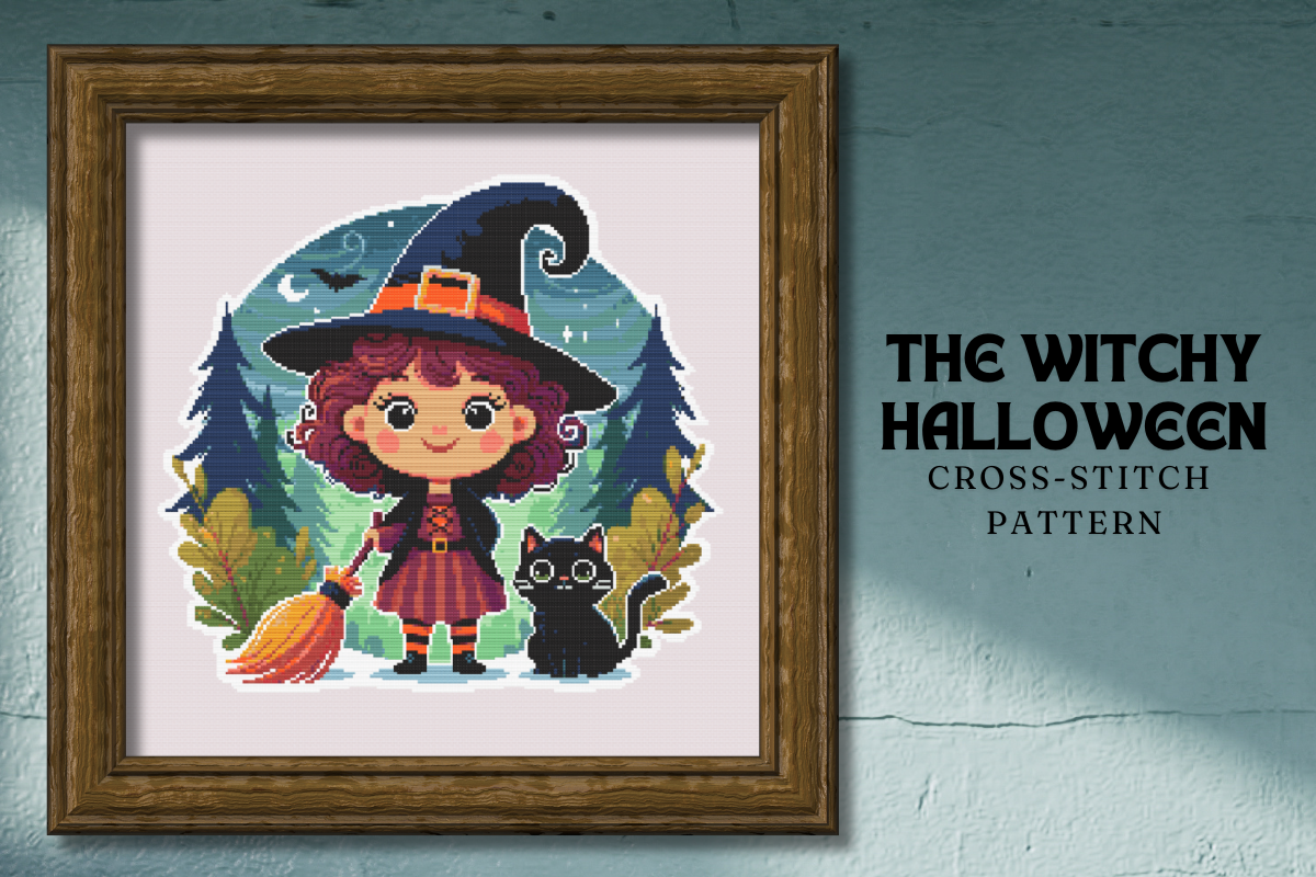 Witchy Halloween Counted Cross-Stitch