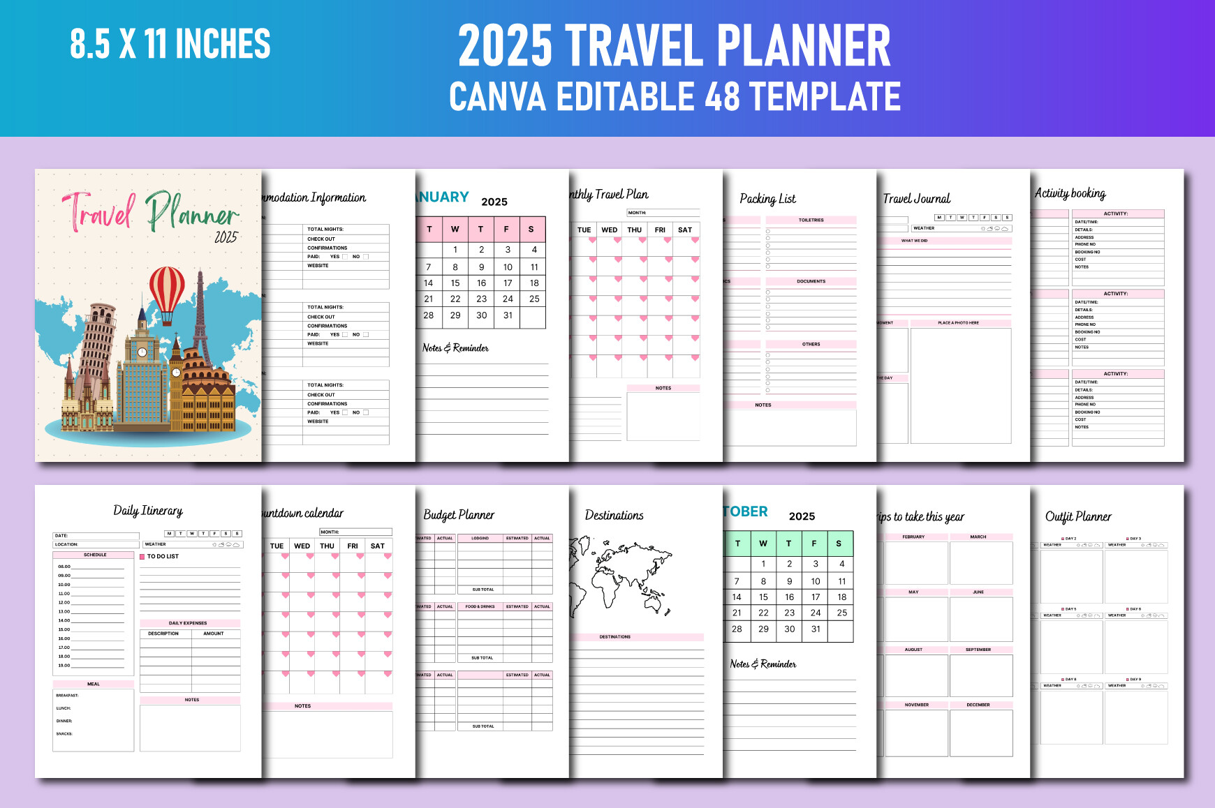 205 Travel Planner Canva KDP Graphic by Lavlu Creative Zone · Creative ...