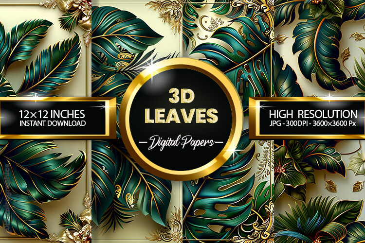 3D Leaves Digital Papers Graphic by Hurairagraphics · Creative Fabrica