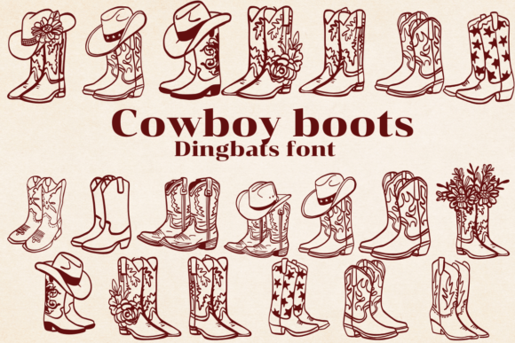 Cowboy Boots Dingbats Font By Nongyao