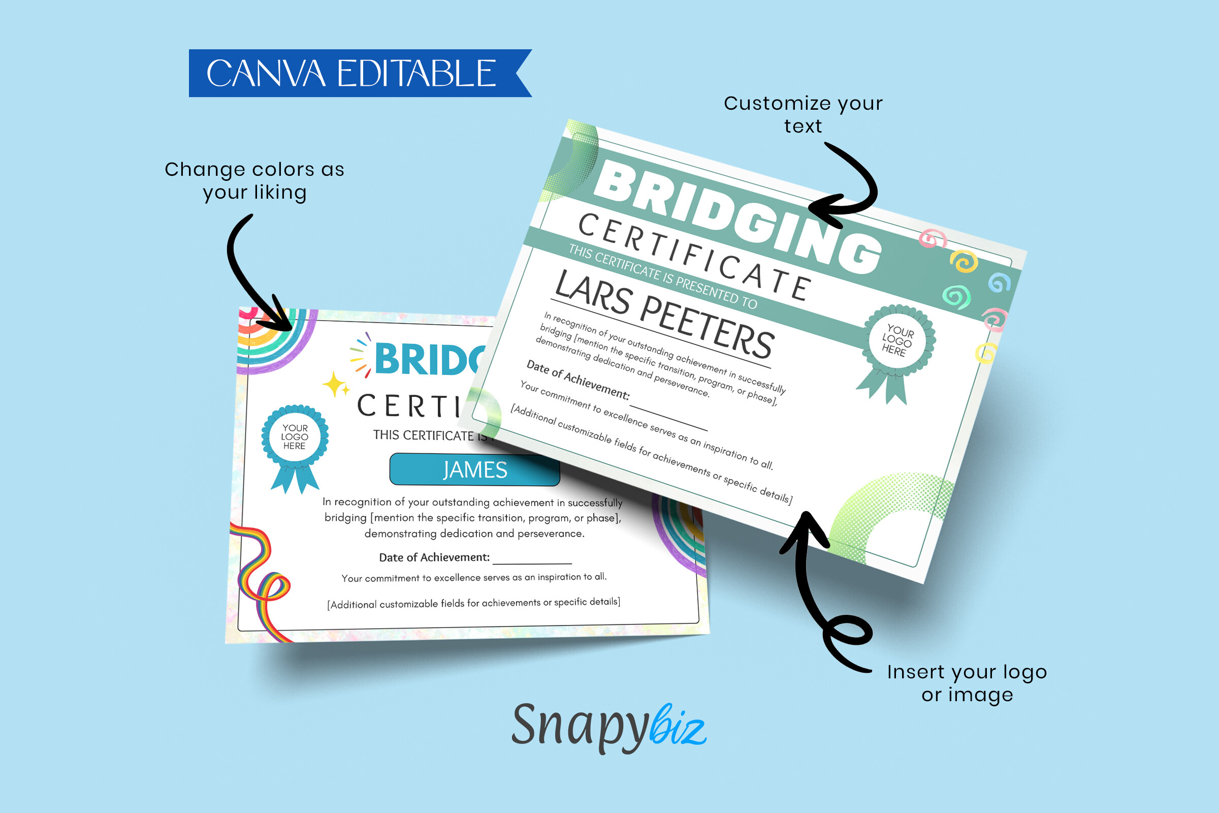 Editable Bridging Canva Certificate