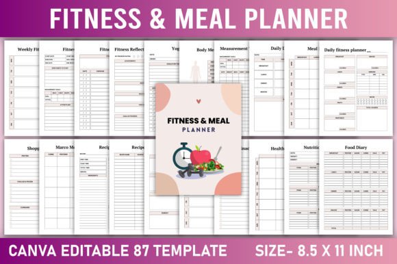 Editable Fitness & Meal Planner Canva