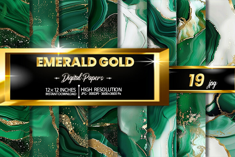 Emerald Gold Digital Papers Graphic by Hurairagraphics · Creative Fabrica