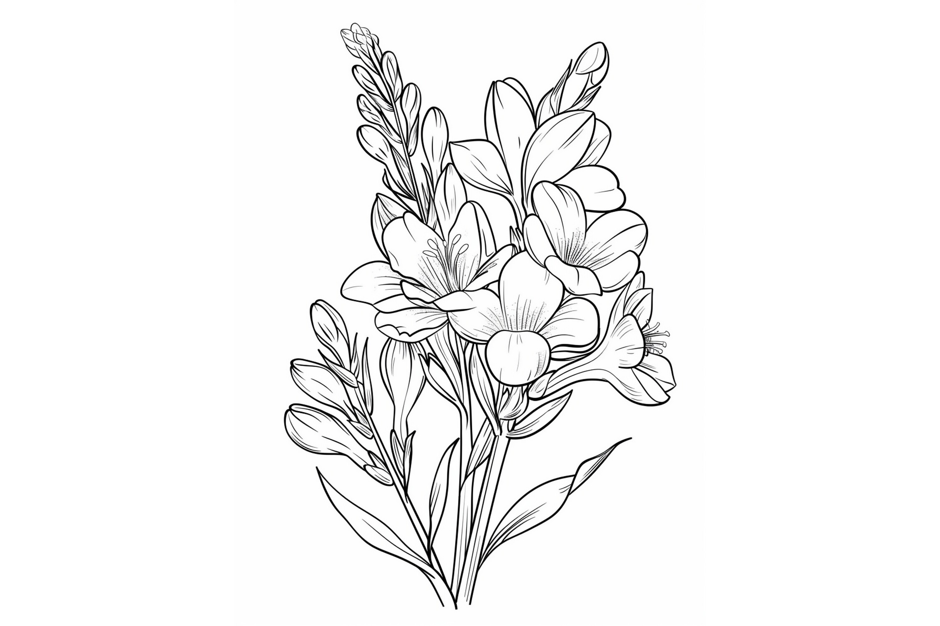Freesia Flower Coloring Page