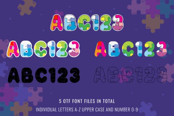 Jigsaw Puzzle Font PNG with transparent background - Preview 1