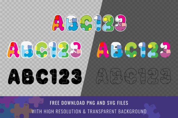 Jigsaw Puzzle Font PNG with transparent background - Preview 2