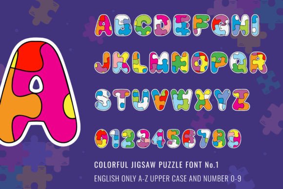 Jigsaw Puzzle Font PNG with transparent background - Preview 3