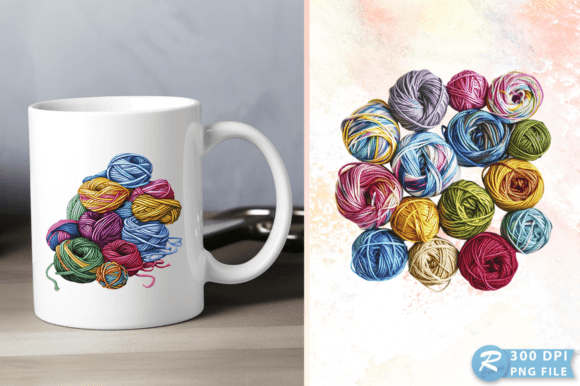 Knitting Balls and Supplies Clipart PNG