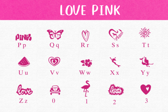 Love Pink Font PNG with transparent background - Preview 2