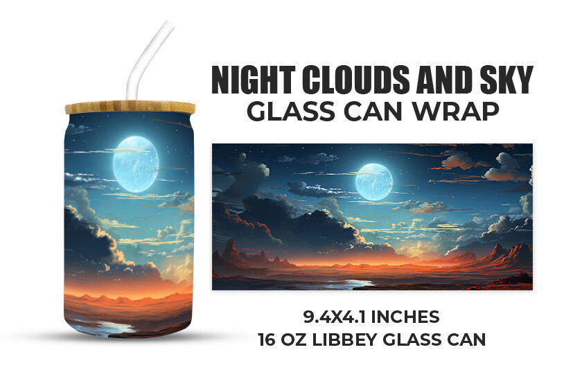 Night Clouds and Sky Glass Can Wrap Graphic by Creative World ...
