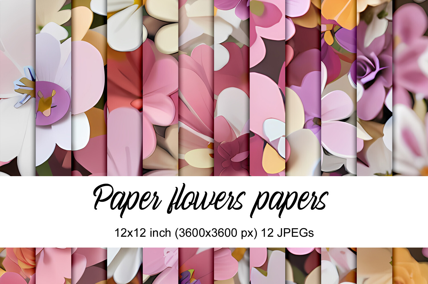 Paper Flowers Digital Papers Graphic by Andrea Kostelic · Creative Fabrica